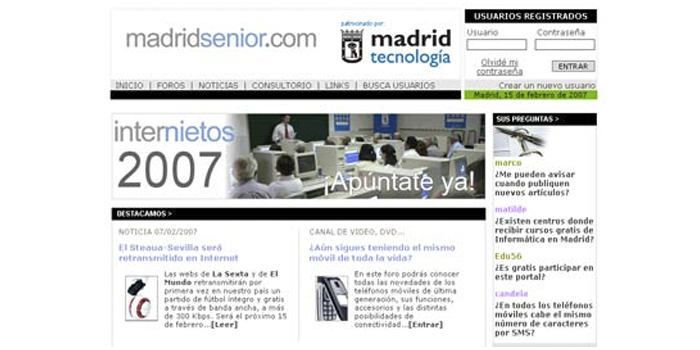 El Ayuntamiento de Madrid presenta Madridsenior.com y otras webs 2.0
